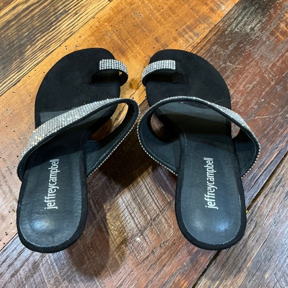 Jeffrey Campbell Elina Slide Sandal Black Silver Size 7 - Picture 3 of 8